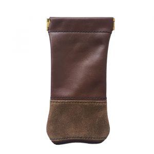 étui à lunettes en forme de poche en cuir marron