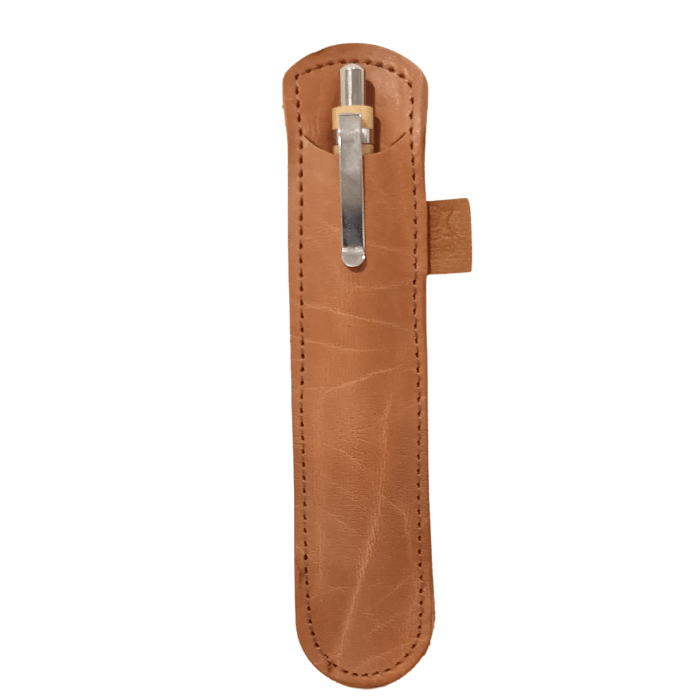 Étui à stylo en cuir artisanal avec stylo en bambou inclus