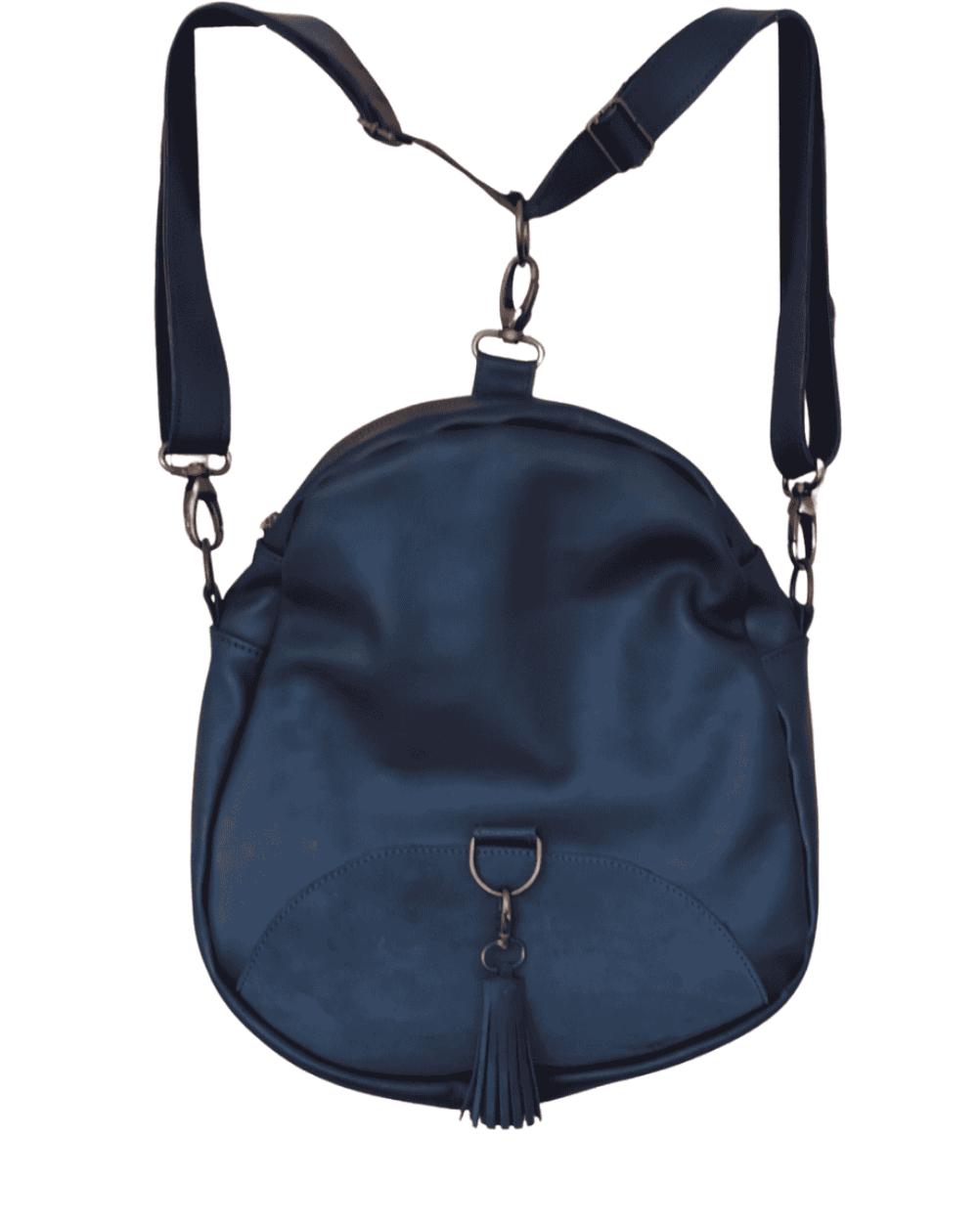 Sac modulable en cuir pleine fleur, porté besace, bandoulière ou sac à dos, fait main dans l’atelier Dagot Cuir à Rennes